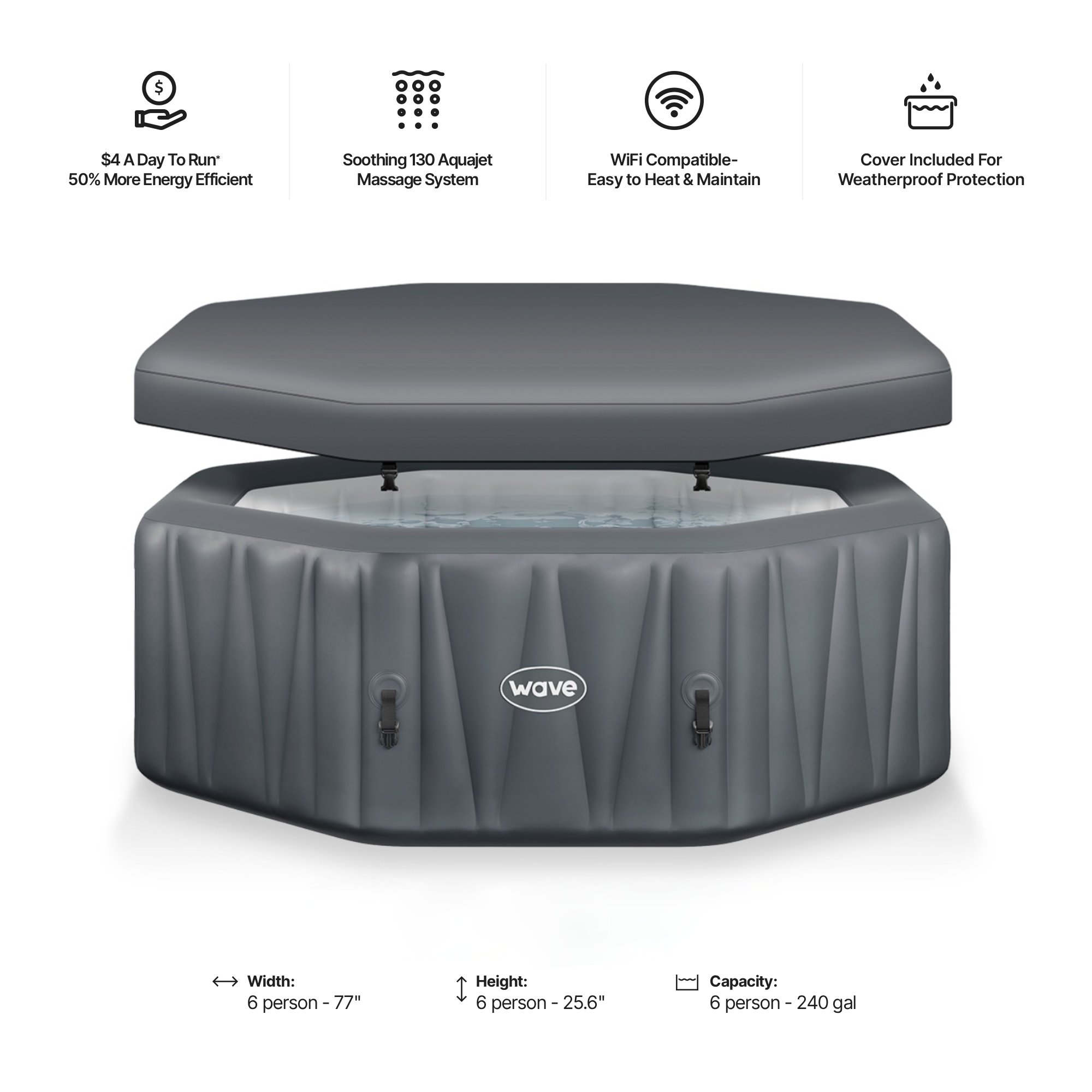 Aegean | 6-Person Inflatable Hot Tub | Built-In Integrated Heater