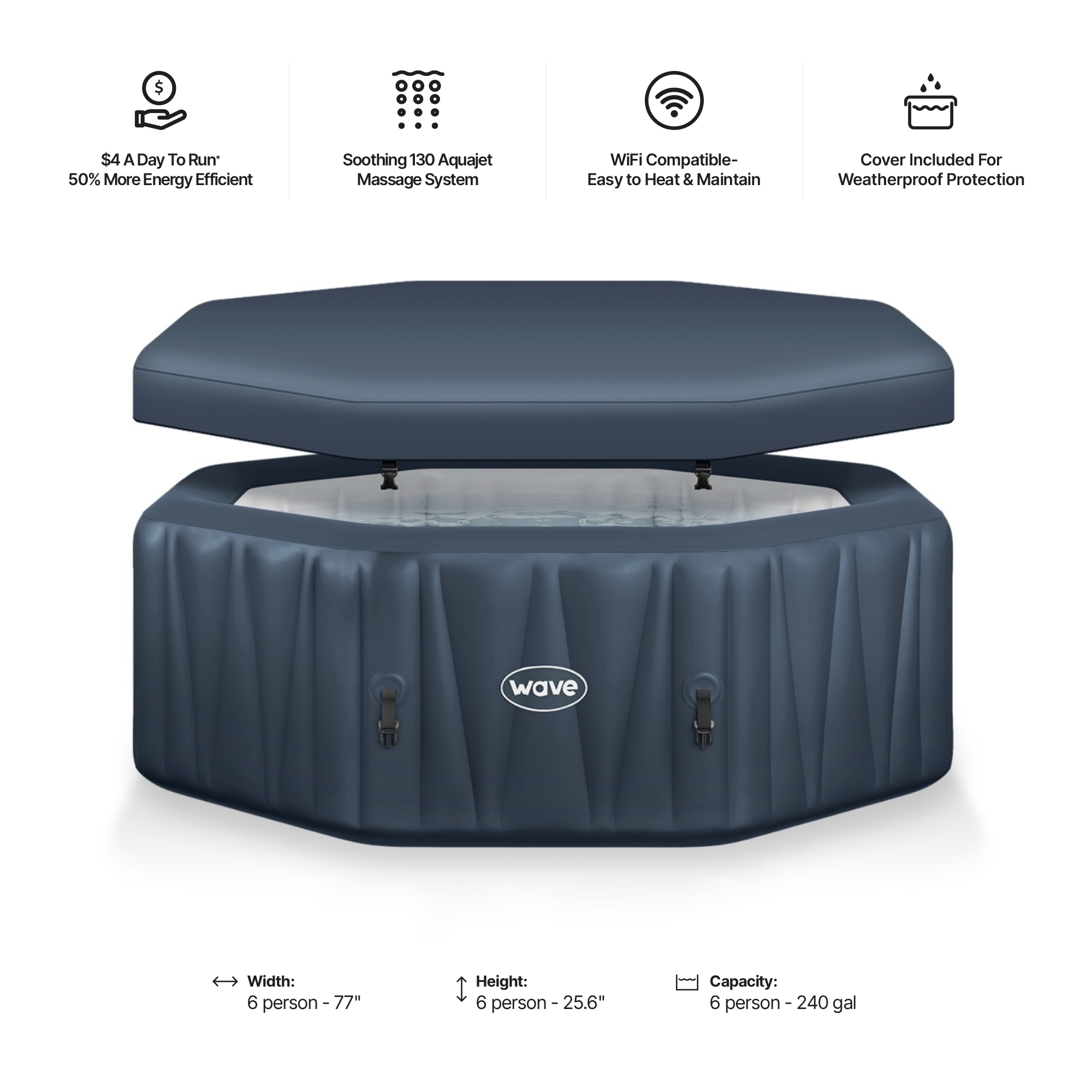 Aegean | 6-Person Inflatable Hot Tub | Built-In Integrated Heater