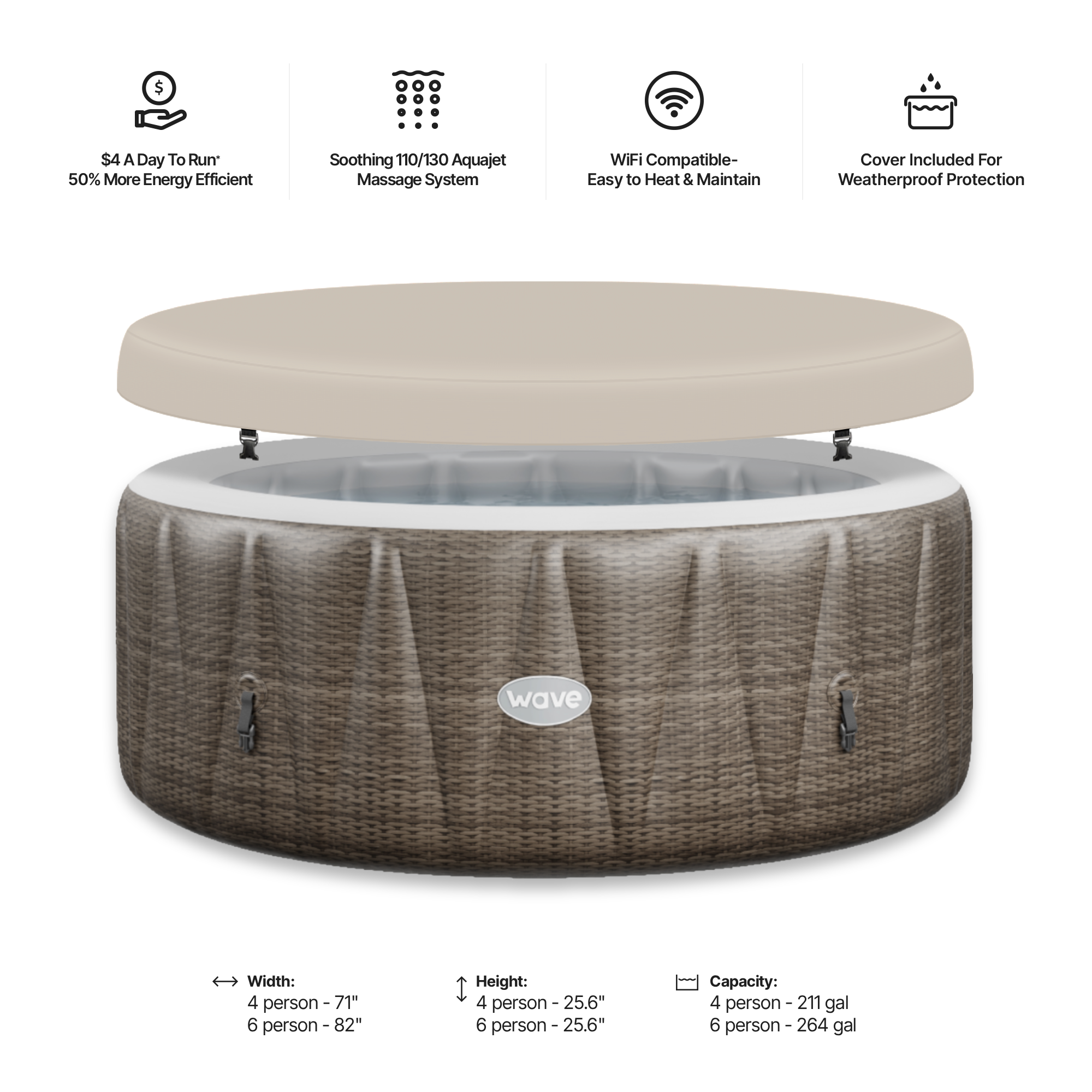 Atlantic | 4/6-Person Inflatable Hot Tub | Built-In Integrated Heater