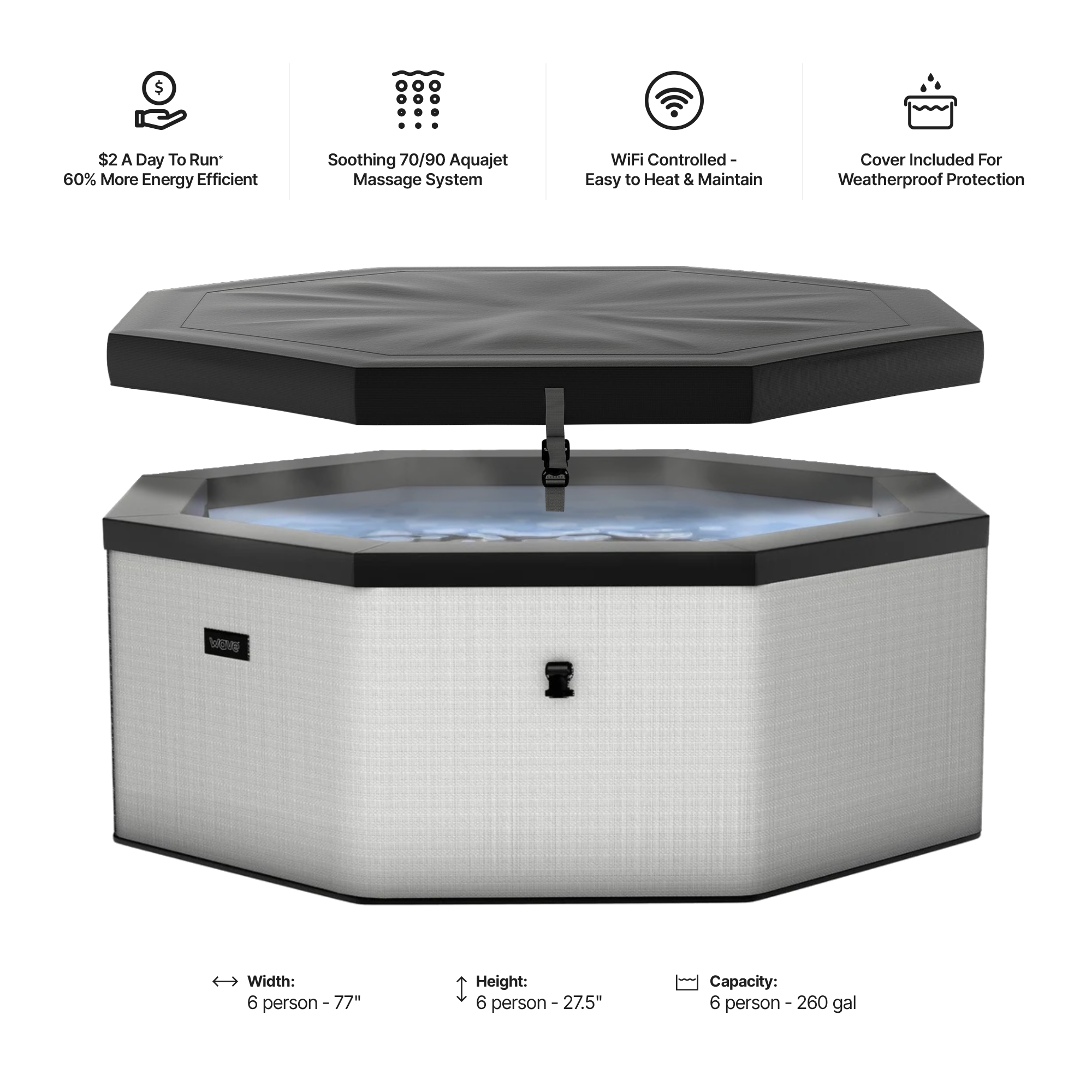Como | 6-Person Eco Foam Hot Tub | Built-In Integrated Heater