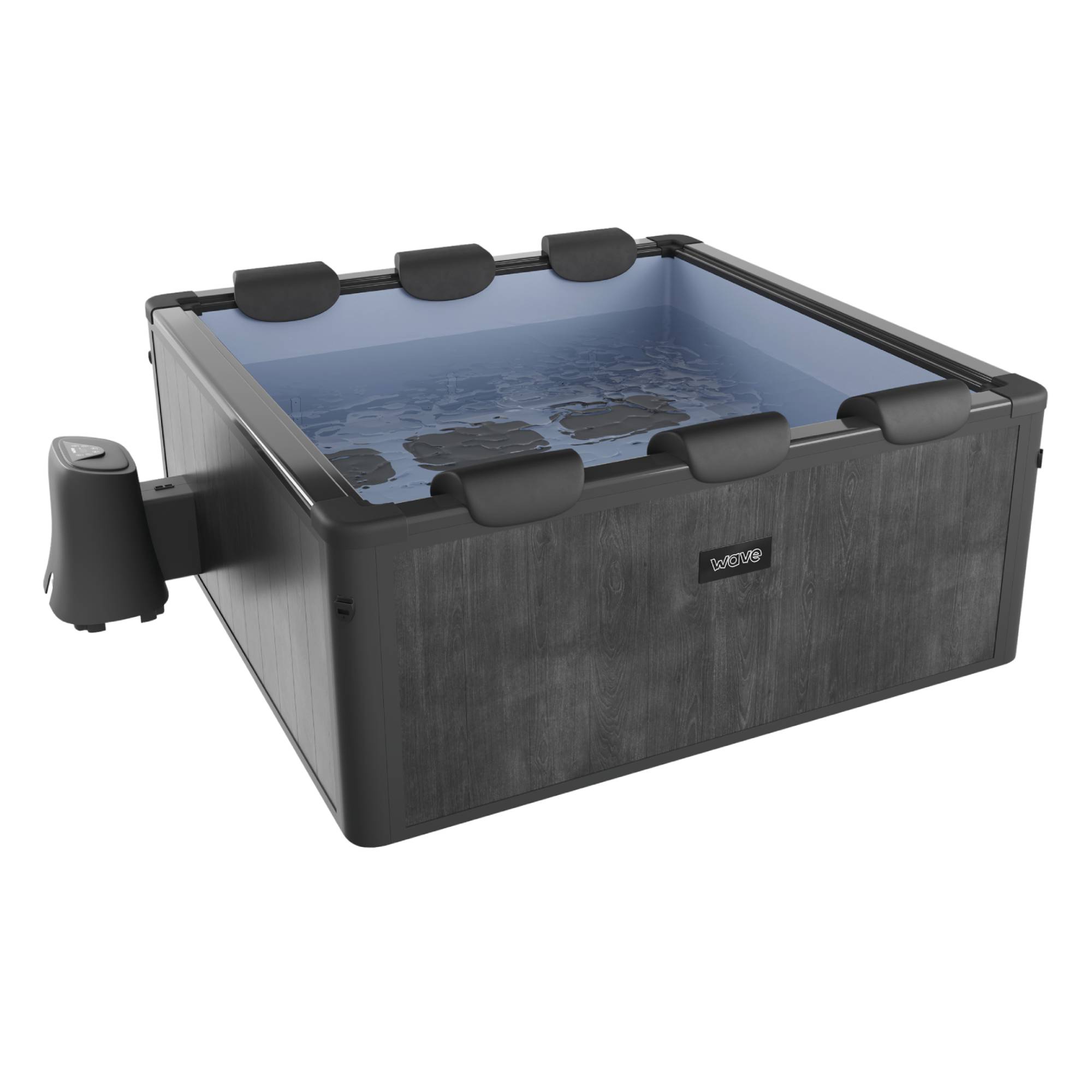 Adriatic | 6 Person Square Aluminium Frame Hot Tub | Black Wood Frame Spa Wave Spas USA Black Wood  data-contona-source