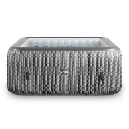 Pacific | 4/6-Person Inflatable Hot Tub | Built-In Integrated Heater Inflatable Spa Wave Spas Gray Rattan Standard 4 Person | 61x25.6" data-contona-source