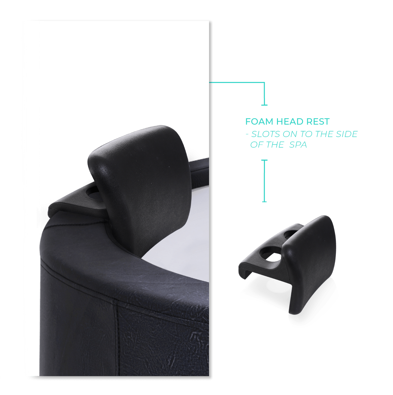 2-in-1 Head Rest & Drinks Holder | Osaka | Black Head Rests Wave Spas